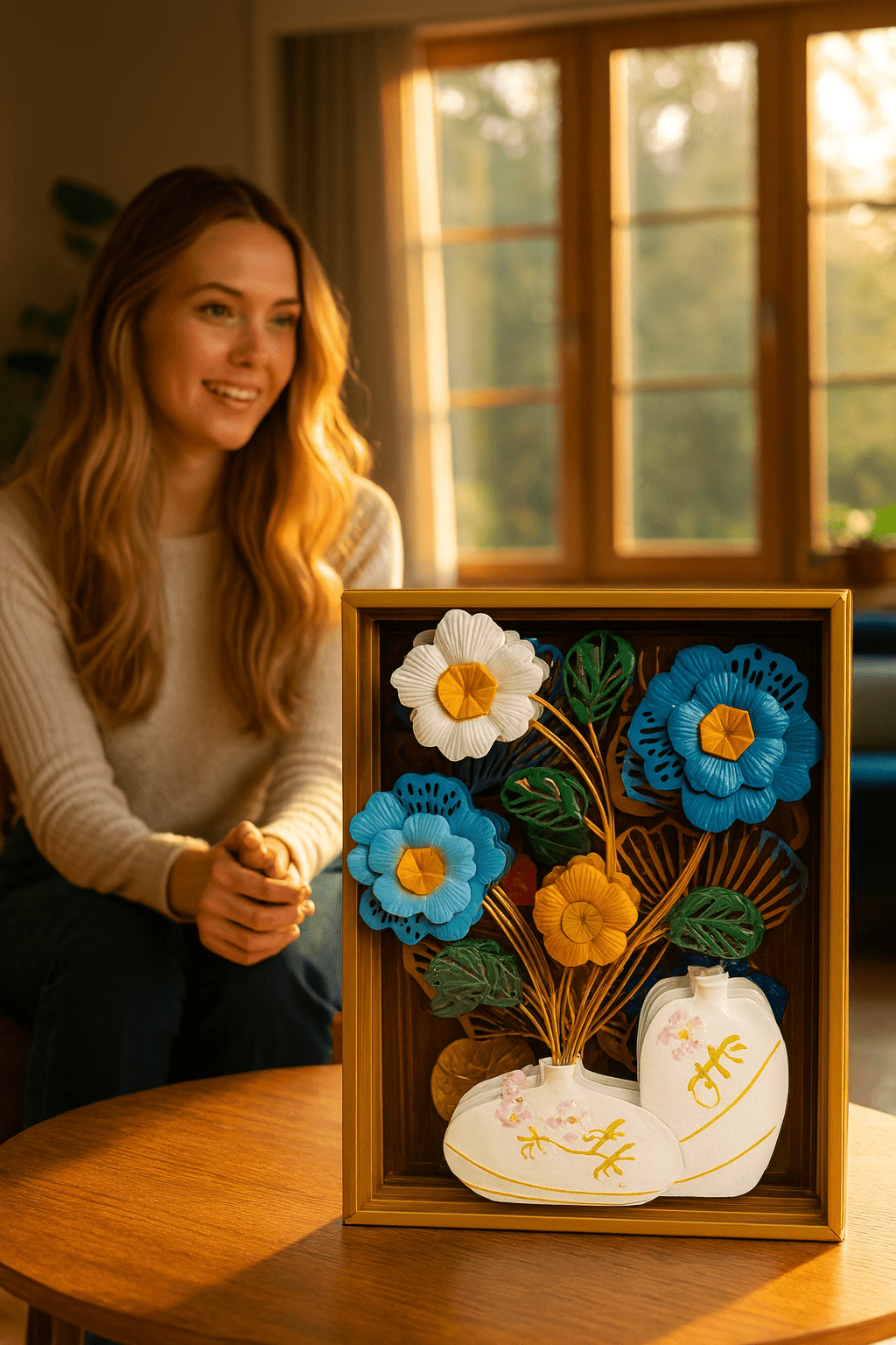 3D Metal Floral Vase Wall Art