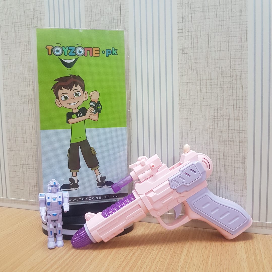Child electric gun music police pistol with robot