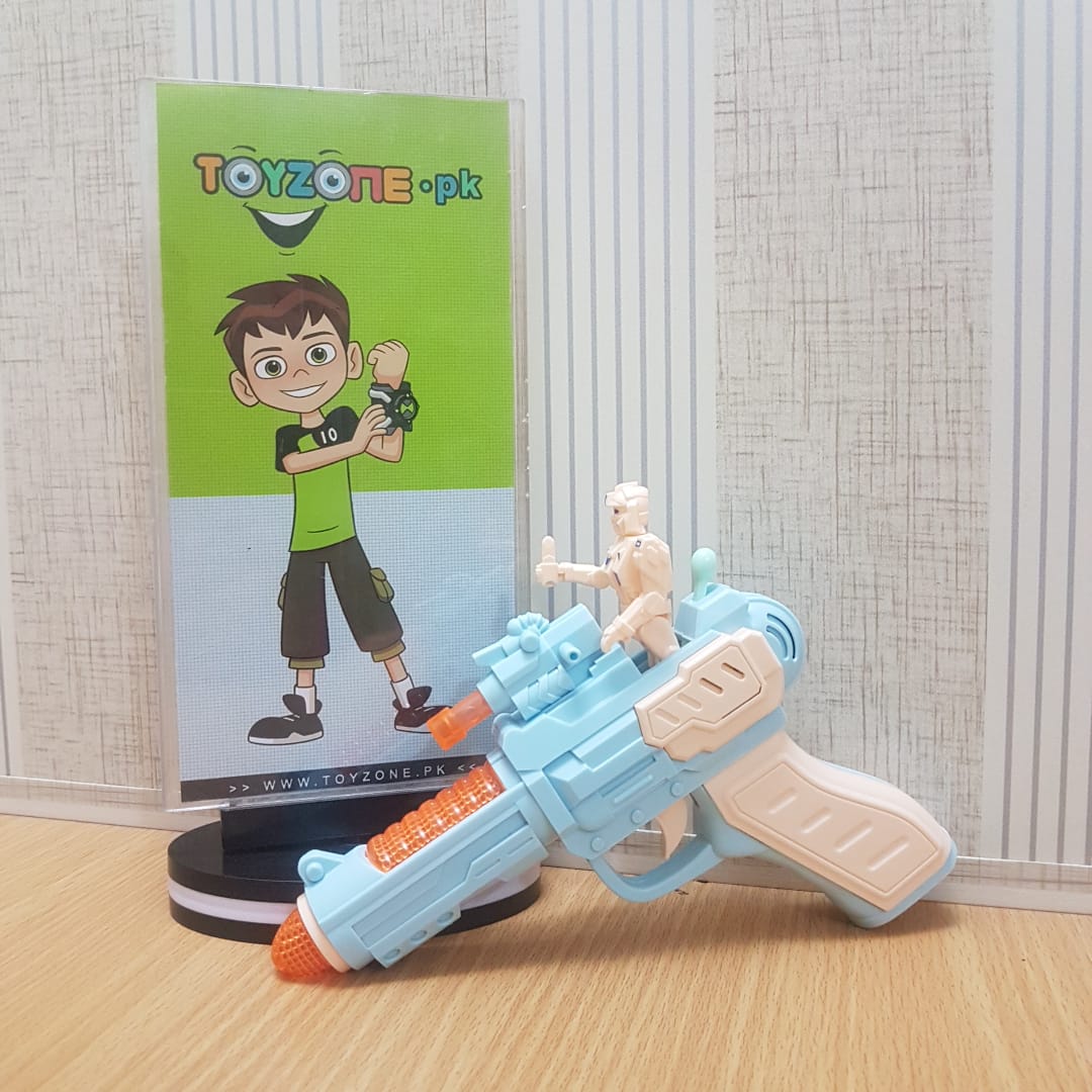 Child electric gun music police pistol with robot