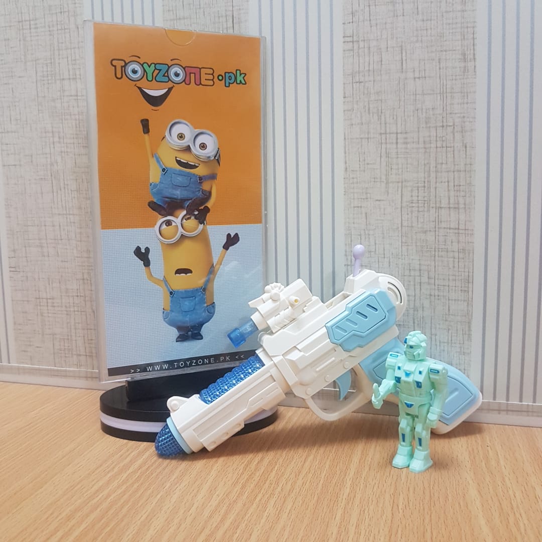 Child electric gun music police pistol with robot