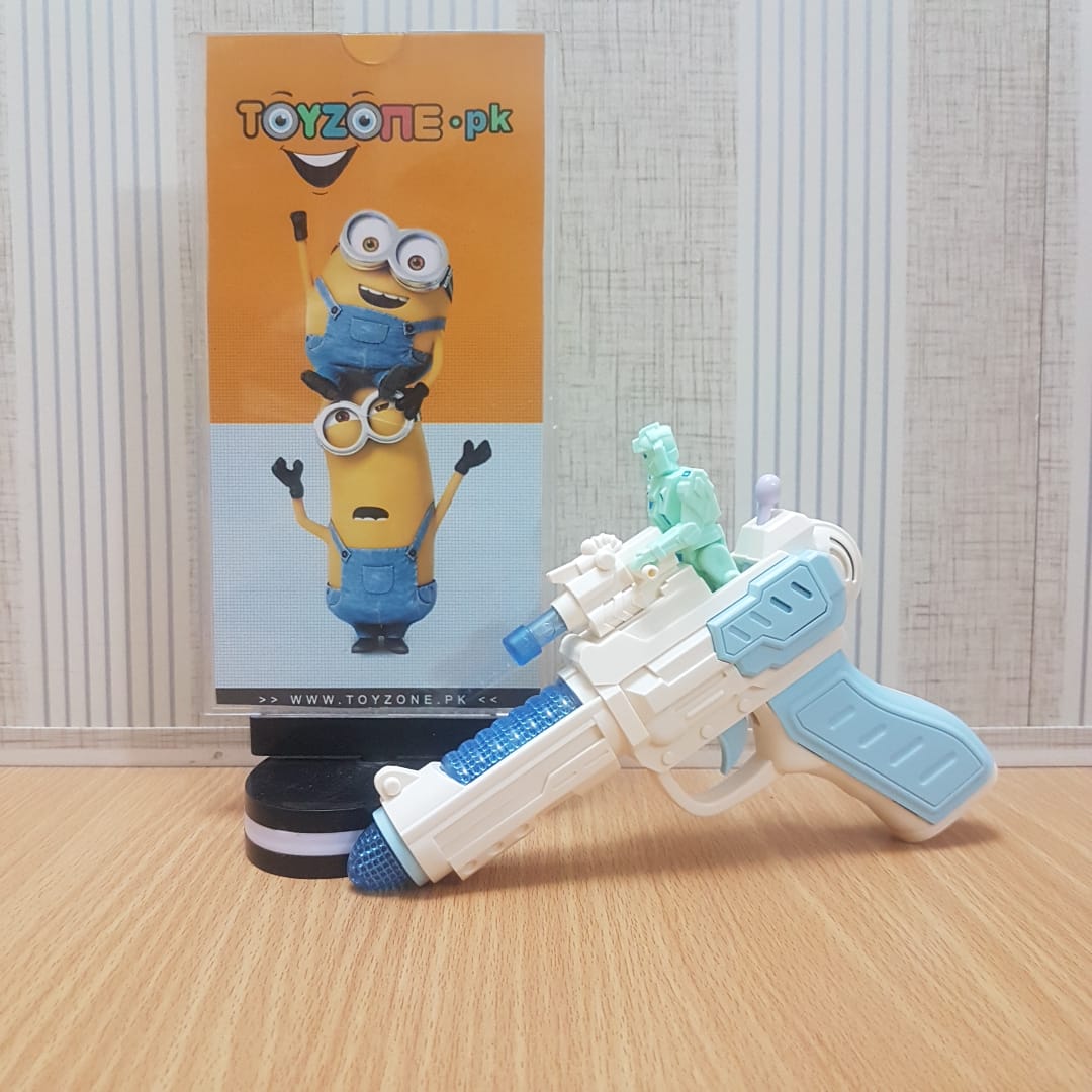 Child electric gun music police pistol with robot